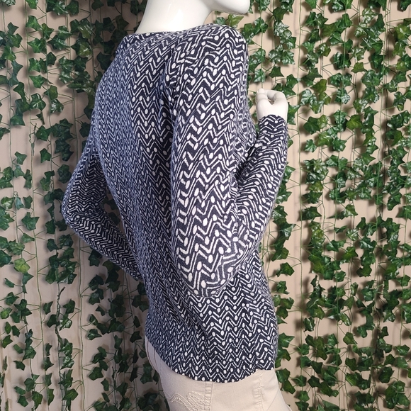 Ann Taylor Loft Women's Zig Zag Polka Dot Black White Button-Up Cardigan - Picture 5 of 13